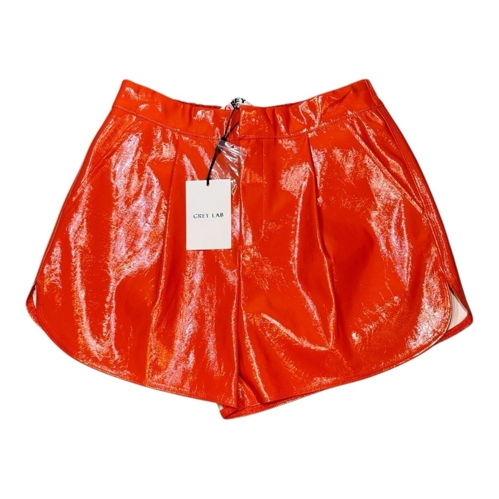 Grey Lab High-Waisted Faux Leather Shorts NWT - Picture 2 of 9